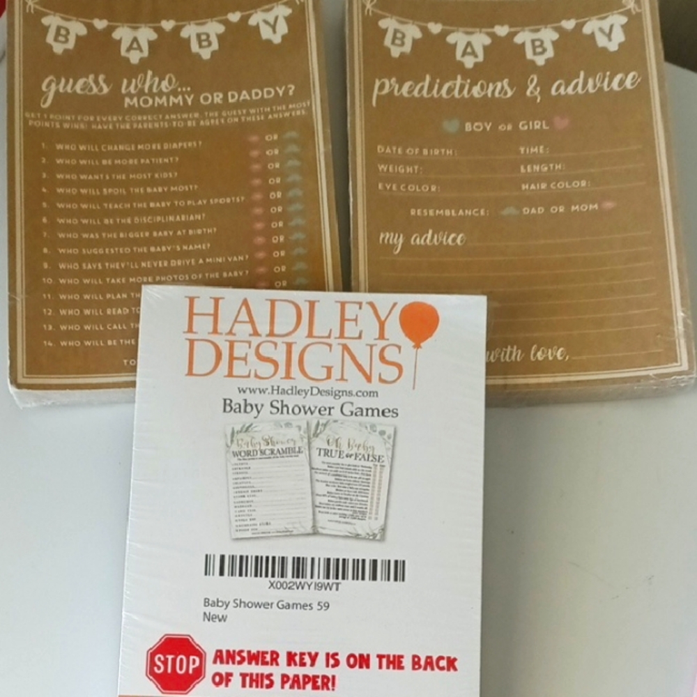 Baby Shower Games Set By Hadley Designs
